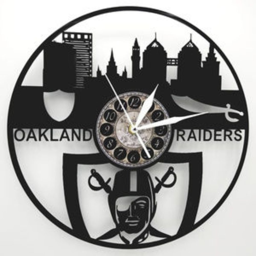 OAKLAND RAIDERS vinyl record clock clocks